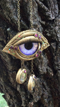 Load image into Gallery viewer, Purple Glass 3RD Eye Talisman Necklaces with Quartz