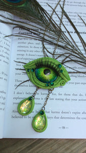 Green Glass 3RD Eye Talisman Necklaces with Quartz