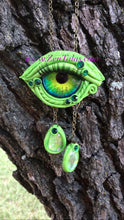 Load image into Gallery viewer, Green Glass 3RD Eye Talisman Necklaces with Quartz