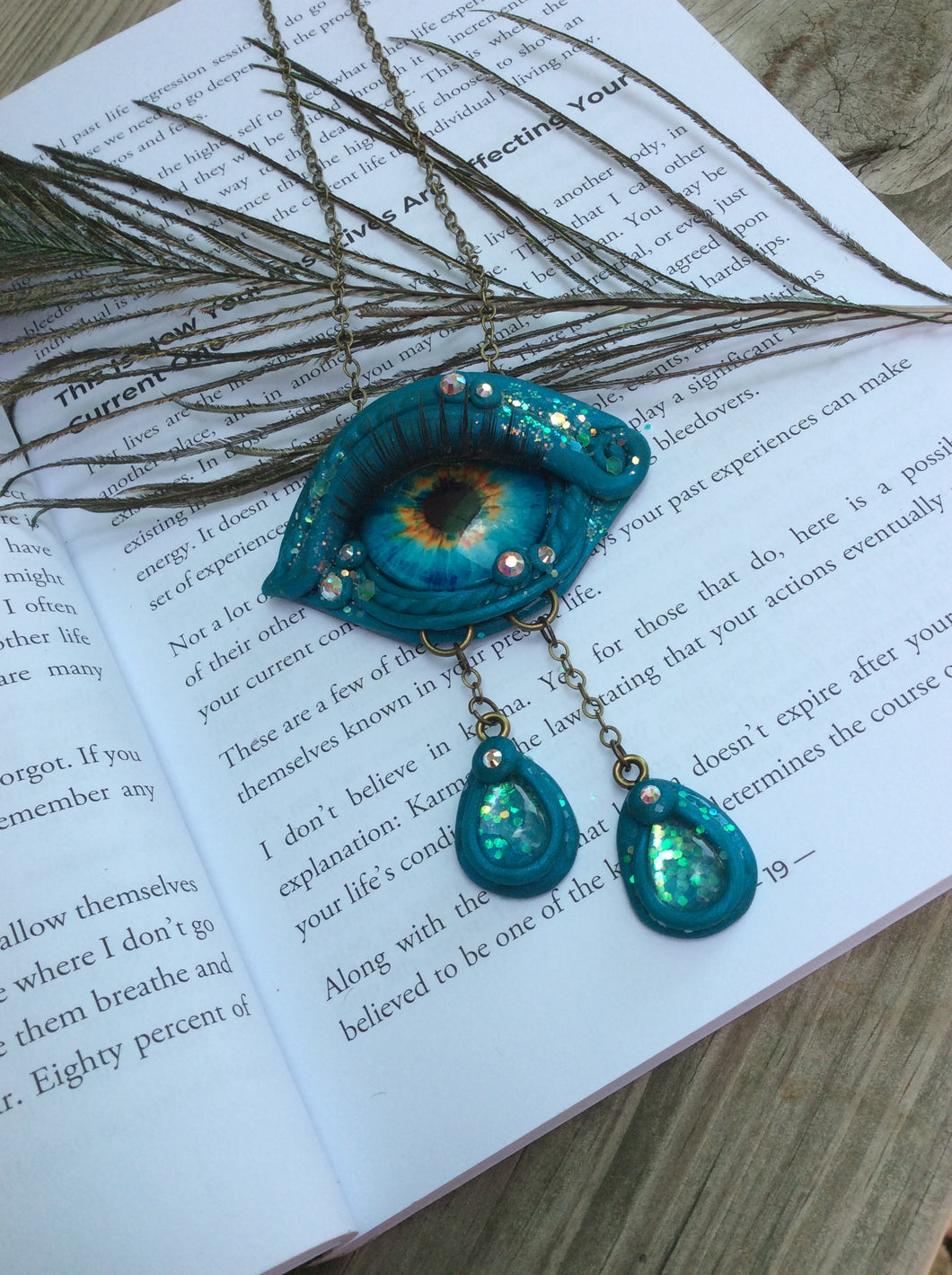 Blue Glass 3RD Eye Talisman Necklaces with Quartz