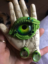 Load image into Gallery viewer, Green Glass 3RD Eye Talisman Necklaces with Quartz