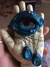 Load image into Gallery viewer, Blue Glass 3RD Eye Talisman Necklaces with Quartz