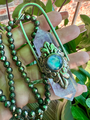 Amethyst and Rainbow Moonstone Statement Necklace