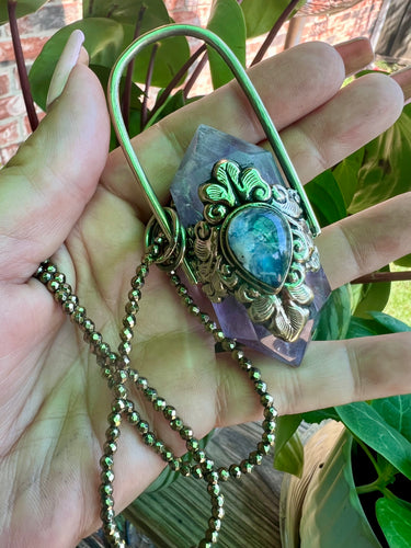 Amethyst and Rainbow Moonstone Statement Necklace