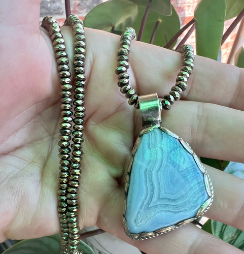 Blue Lace Agate Statement Necklace