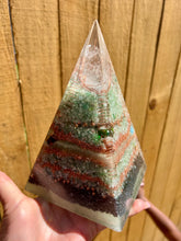 Load image into Gallery viewer, Glow N The Dark Jade Nubian Orgonite Pyramid
