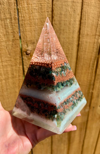 Moss Agate Orgonite Pyramid