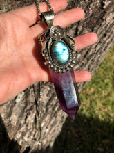 Load image into Gallery viewer, AAA Quality Purple Fluorite with AAA Labradorite Statement Necklace