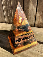 Load image into Gallery viewer, Obsidian &amp; Tourmaline Nubian Orgonite Pyramid