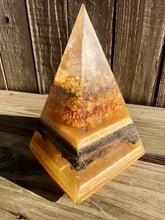 Load image into Gallery viewer, Citrine and Tourmaline Nubian Orgonite Pyramid