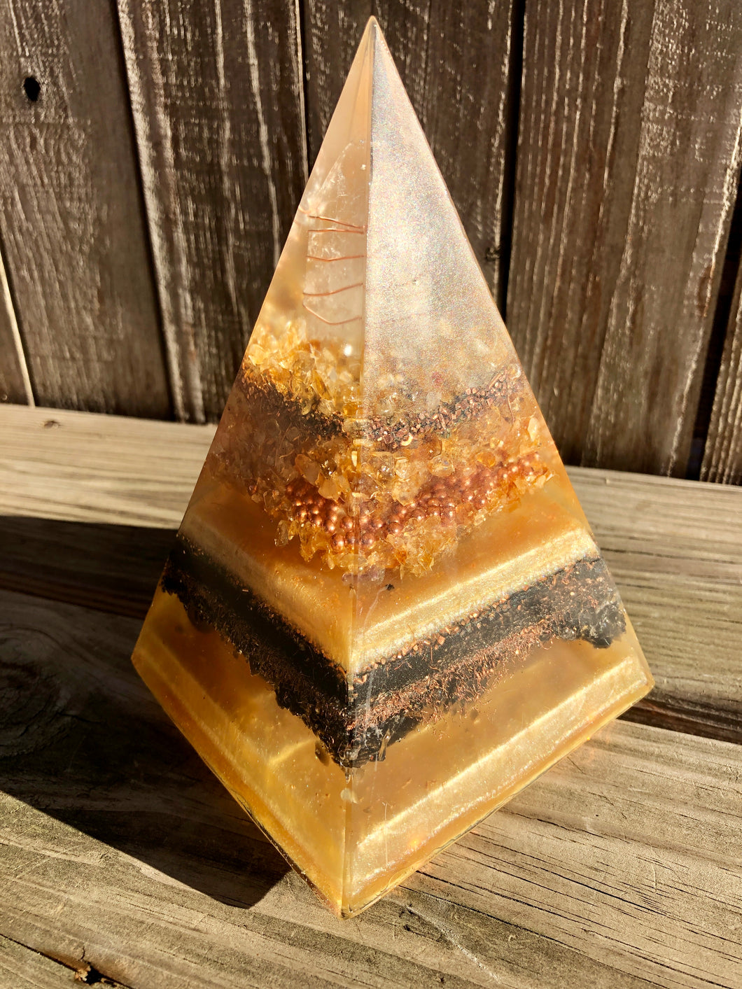 Citrine and Tourmaline Nubian Orgonite Pyramid