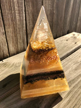 Load image into Gallery viewer, Citrine and Tourmaline Nubian Orgonite Pyramid