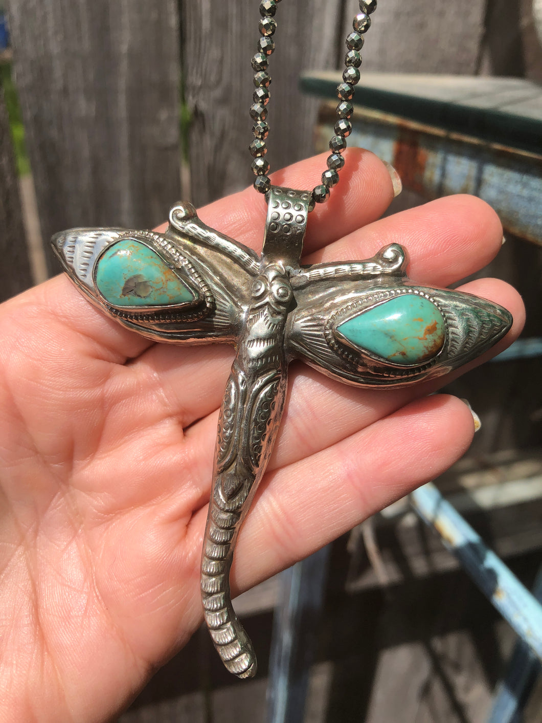 Turquoise Dragon Fly Statement Necklace