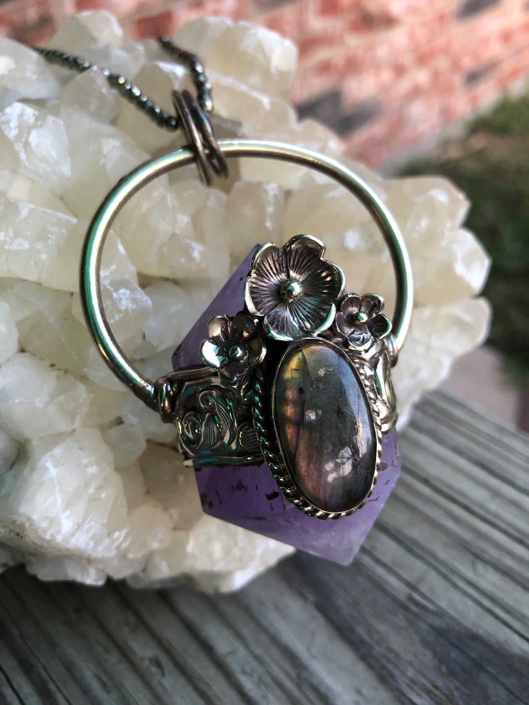 Amethyst and Labradorite Statement Necklace