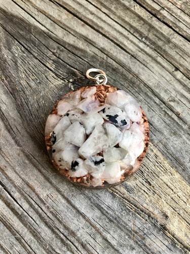 Rainbow Moon Stone Orgonite Pendant